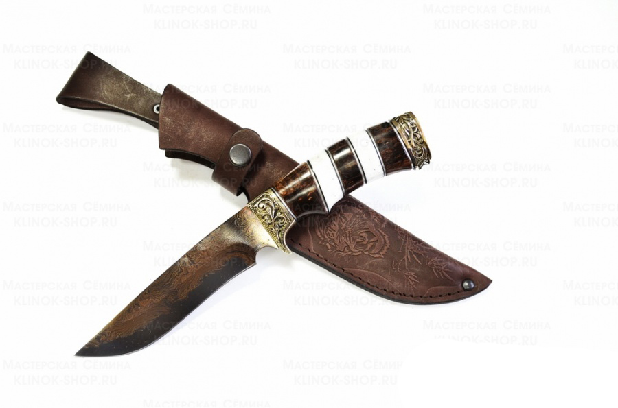 Нож Галеон дам.сталь литье ламиниров. рукоять карельская береза