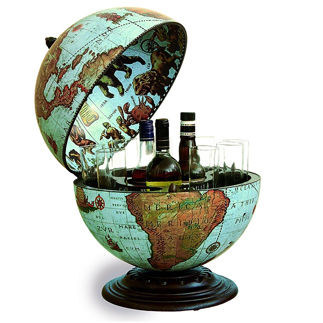 Глобус- бар настольный 40*50h голубой